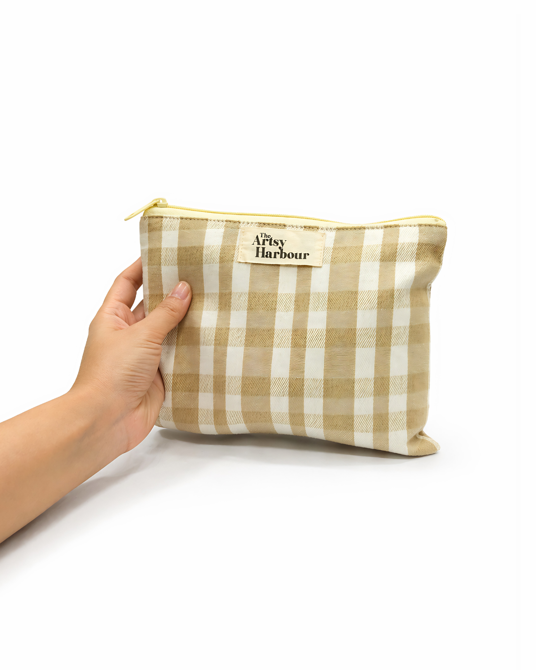 Beige Checkmate Pouch