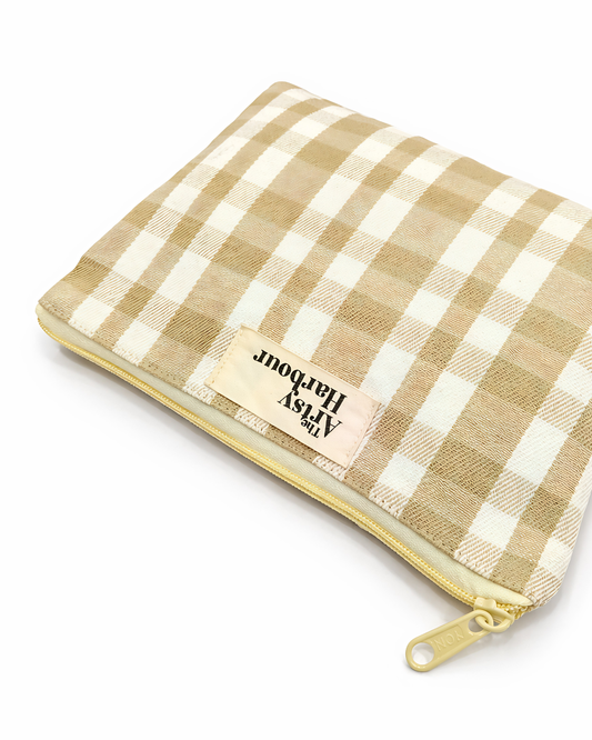 Beige Checkmate Pouch