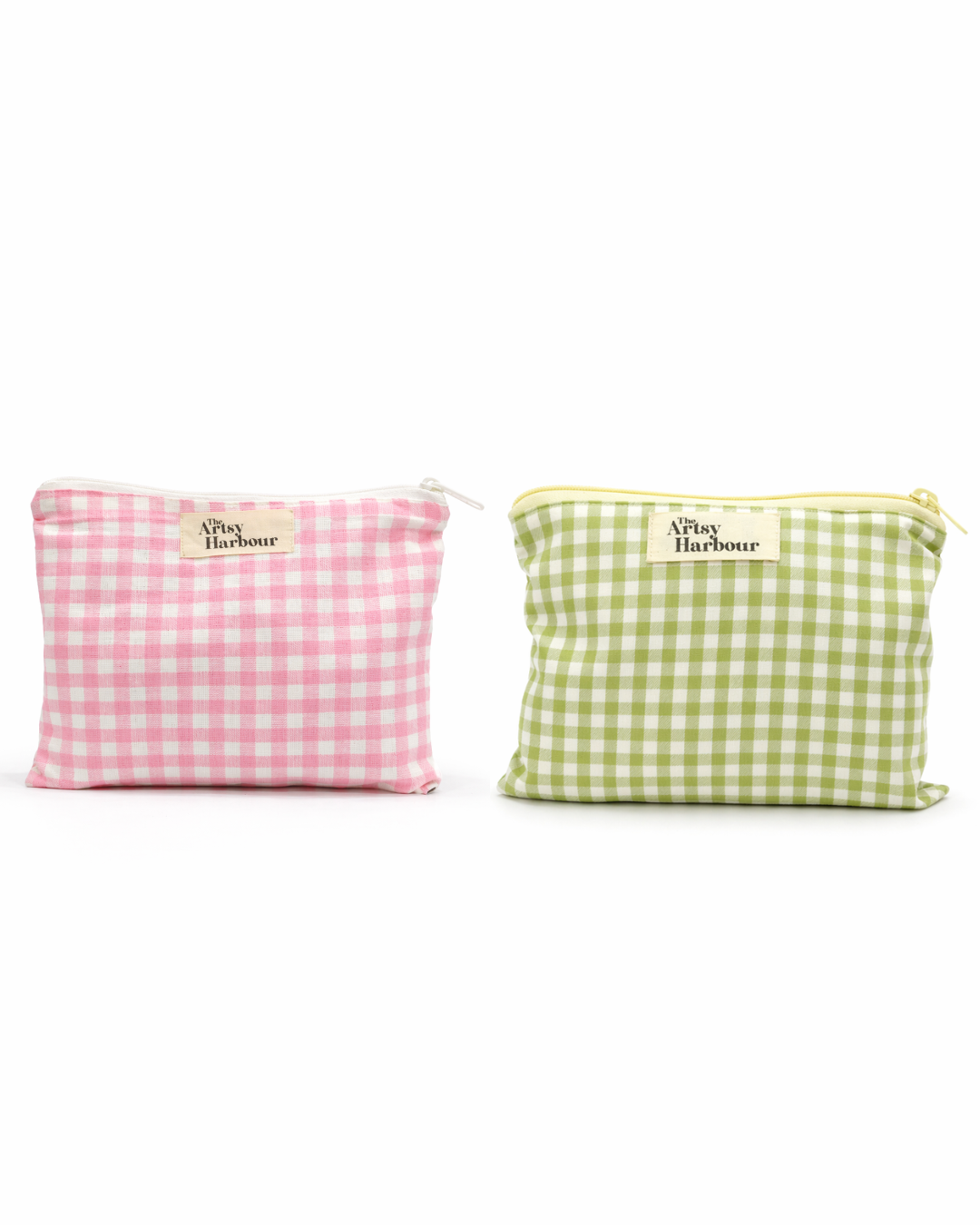 Pink & Green Checkmate Pouch (set of 2)