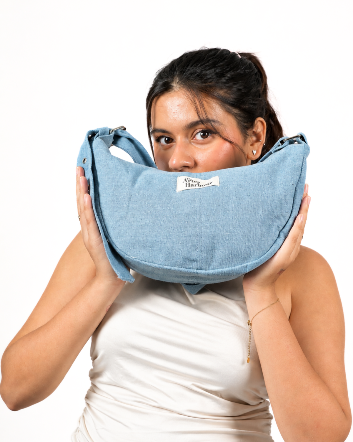 Denim Moon Bag