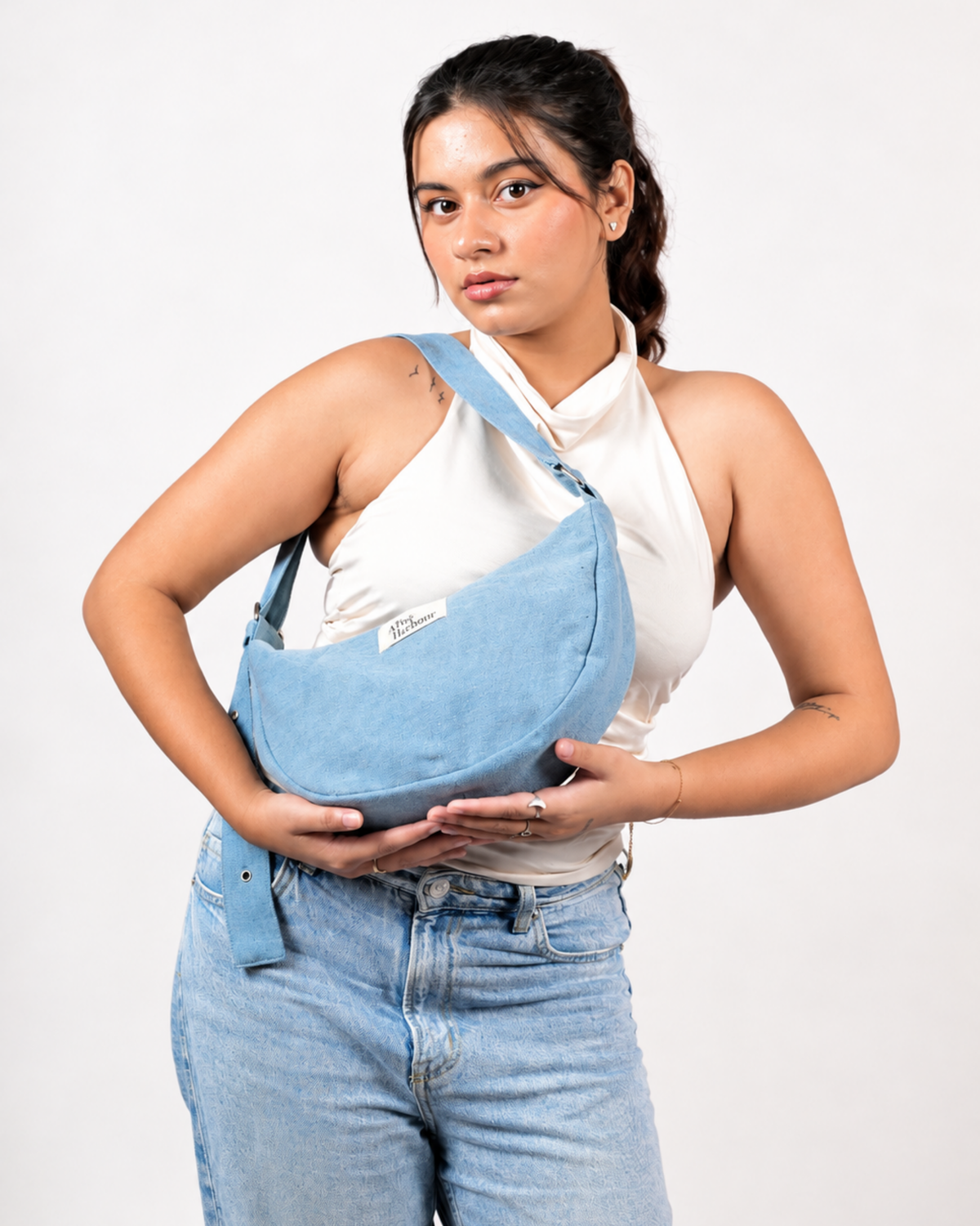 Denim Moon Bag